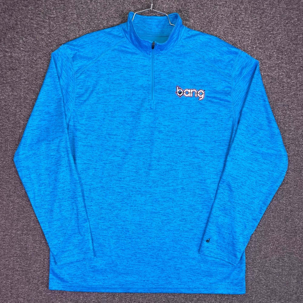 Bang Energy Pullover Men XL Blue Space Dye Gym Athletic Top 1/4 Zip Badger Sport